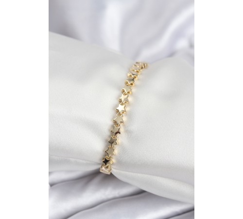 Pirinç VIP Seri Gold Renk Sıralı Yıldız Model Kadın Bileklik - TJ-BB7939