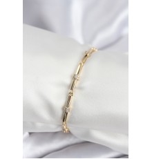 Pirinç VIP Seri Gold Renk Parçalı Model Zirkon Taşlı Kadın Bileklik - TJ-BB7941