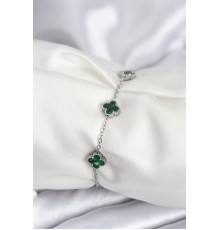 316L Çelik Gümüş Renk Yeşil Baby Boy Yonca Kadın Bileklik - TJ-BB7945