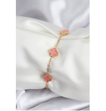 316L Çelik Gold Renk Pembe Baby Boy Yonca Kadın Bileklik - TJ-BB7946