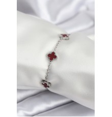 316L Çelik Gümüş Renk Bordo Baby Boy Yonca Kadın Bileklik - TJ-BB7951