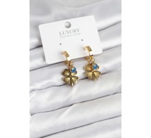 316L Çelik Nazarlı Yonca Model Kadın Küpe - TJ-BKP11230