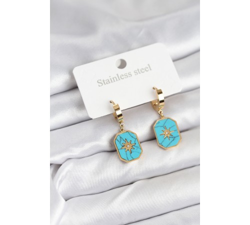 316L Çelik Gold Renk Kutup Yıldızı Model Kadın Küpe - TJ-BKP11231