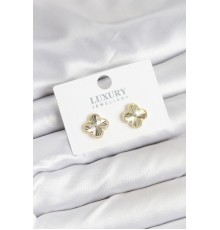 Pirinç Gold Renk Tekli Yonca Kadın Küpe - TJ-BKP11232