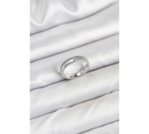 Pirinç Gümüş Renk Sıralı Zirkon Taşlı Kutup Yıldızı Model Kadın Yüzük - TJ-BYK3837