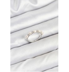 Pirinç Gümüş Renk Sıralı İncili Kadın Yüzük - TJ-BYK3845