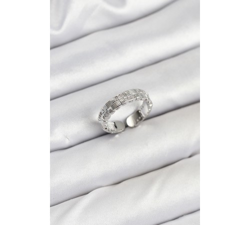 Pirinç Gümüş Renk Zirkon Taşlı Sırım Kadın Yüzük - TJ-BYK3847