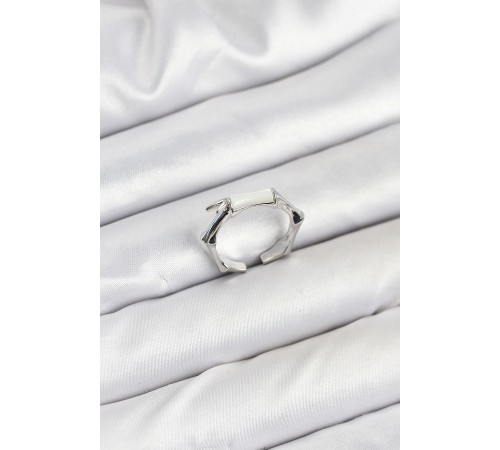 Pirinç Gümüş Renk Kemik Model Kadın Yüzük - TJ-BYK3849