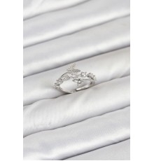 Pirinç Gümüş Renk Zirkon Taşlı Model Kadın Yüzük - TJ-BYK3851