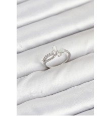 Pirinç Gümüş Renk Zirkon Taşlı Kadın Yüzük - TJ-BYK3855