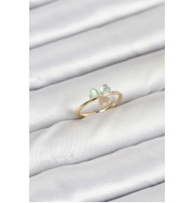 Pirinç Gold Renk Yonca Model Kadın Yüzük - TJ-BYK3858