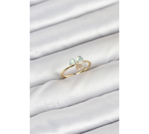 Pirinç Gold Renk Yonca Model Kadın Yüzük - TJ-BYK3858