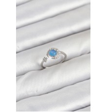 Pirinç Gümüş Renk Zirkon Taşlı Ay Yıldız Kadın Yüzük - TJ-BYK3861