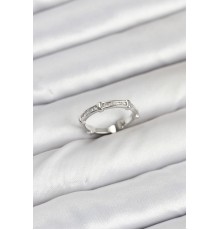 Pirinç Gümüş Renk Kemik Model Zirkon Taşlı Kadın Yüzük - TJ-BYK3889