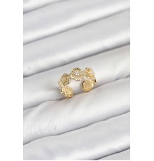 Pirinç Gold Renk Yonca Model Kadın Yüzük - TJ-BYK3894
