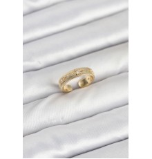 Pirinç Gold Renk Zirkon Taşlı Kutup Yıldızı Model Kadın Yüzük - TJ-BYK3898