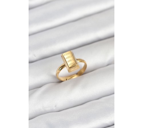 Pirinç Gold Renk Külçe Altın Model Kadın Yüzük - TJ-BYK3900