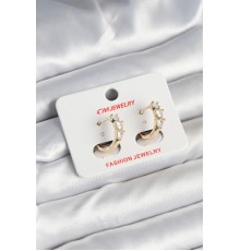 Pirinç Gold Renk Kalpli Zirkon Taşlı Kadın Küpe - TJ-BKP11246