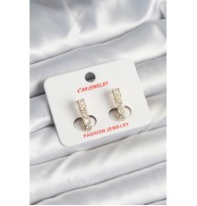 Pirinç Gold Renk Zirkon Taşlı Vintage Kadın Küpe - TJ-BKP11247