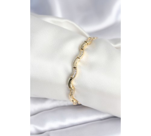 Pirinç Gold Renk Dalgalı Model Kadın Bileklik - TJ-BB7962