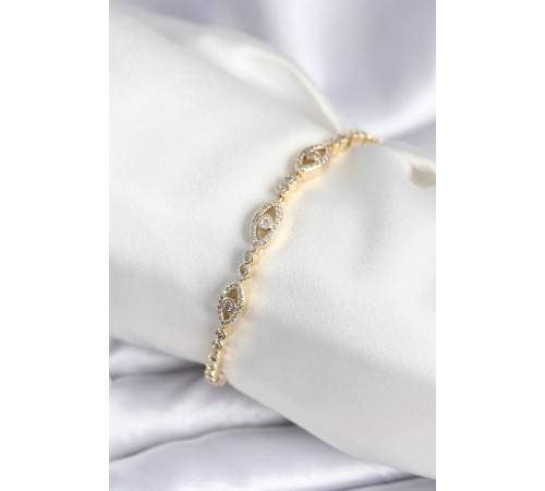 Pirinç Gold Renk Göz Model Kadın Bileklik - TJ-BB7965