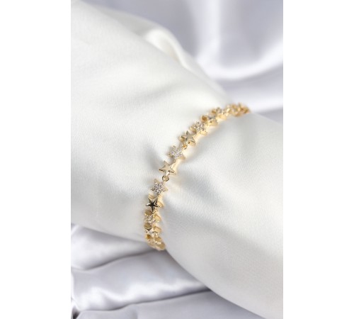 Pirinç Gold Renk Yıldız Model Kadın Bileklik - TJ-BB7968