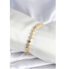 Pirinç Gold Renk Zirkon Taşlı Yonca Model Kadın Bileklik - TJ-BB7969