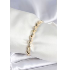 Pirinç Gold Renk Zirkon Taşlı Sarmal Model Kadın Bileklik - TJ-BB7970