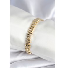 Pirinç Gold Renk Damla Model Zirkon Taşlı Kadın Bileklik - TJ-BB7972