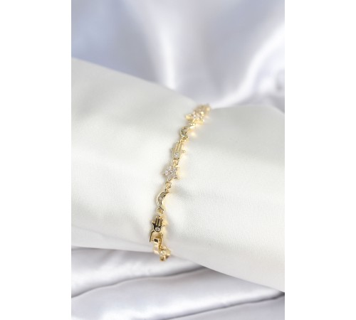 Pirinç Gold Renk Kadın Manifest Bileklik - TJ-BB7973