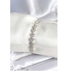 Pirinç Gümüş Renk Kalp Model Kadın Bileklik - TJ-BB7981