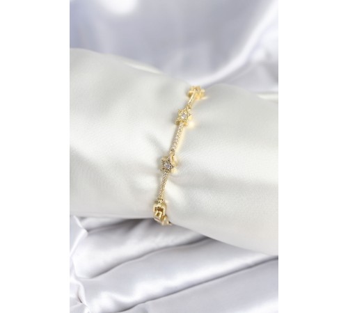 Pirinç Gold Renk Halley Yıldız Model Kadın Bileklik - TJ-BB7984