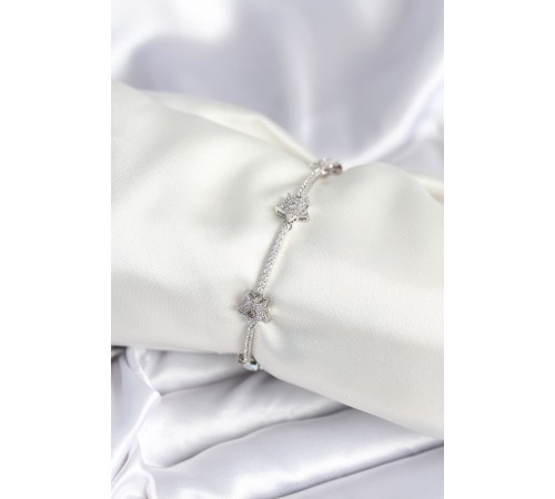 Pirinç Gümüş Renk Yıldız Model Kadın Bileklik - TJ-BB7985