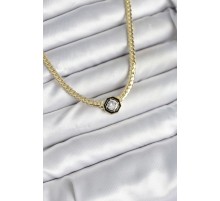 Pirinç Gold Renk Zirkon Taşlı Kadın Kolye - TJ-BKO10601