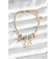Pirinç Gold Renk Yıldız Charmlı Kadın Bileklik - TJ-BB7993