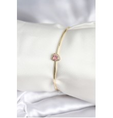 Pembe Zirkon Taşlı Kalp Model Gold Renk Kadın Bileklik - TJ-BB8001