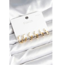 Gold Renk Pirinç Kare Halka Model 925 Ayar Gümüş Çivili Kadın Küpe Seti - TJ-BKP11266