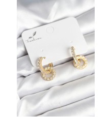 Gold Renk Pirinç Zirkon Taşlı Halka Model Kadın Küpe - TJ-BKP11280