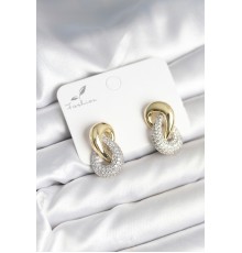 Sarmal Model Gold Gümüş Renk Pirinç Kadın Küpe - TJ-BKP11287