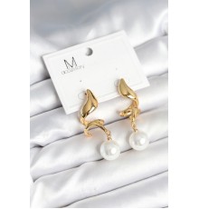 inci Detaylı Sarmal Model Gold Renk Pirinç Kadın Küpe - TJ-BKP11291