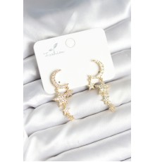 Ay ve Yıldız Model Gold Renk Pirinç Kadın Küpe - TJ-BKP11295