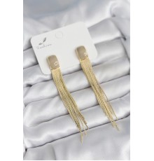 Sallantılı Krem Mineli Gold Renk Kadın Küpe - TJ-BKP11307