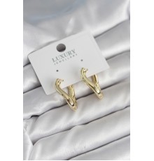 Gold Renk Eğik Halka Model Pirinç Kadın Küpe - TJ-BKP11312