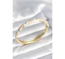 Beyaz Pembe Renk Detaylı Mineli Kelepçe - TJ-BB8009