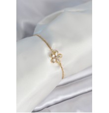 Çiçek Model Asansörlü Gold Renk Kadın Bileklik - TJ-BB8011