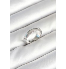 Gümüş Renk Şerit Zirkon Taşlı Kadın Yüzük - TJ-BYK3904