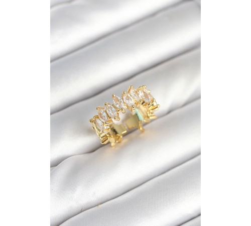 Pirinç Arpa Baget Zirkon Taşlı Kadın Yüzük - TJ-BYK3906