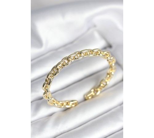 Zincir Model Gold Renk Pirinç Kadın Bileklik - TJ-BB8016