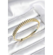 Gold Renk Zirkon Taşlı Pirinç Kadın Kelepçe - TJ-BB8021