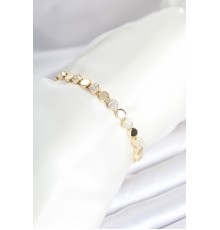 Pirinç Gold Renk Nokta Model Zirkon Taşlı Kadın Bileklik - TJ-BB8026